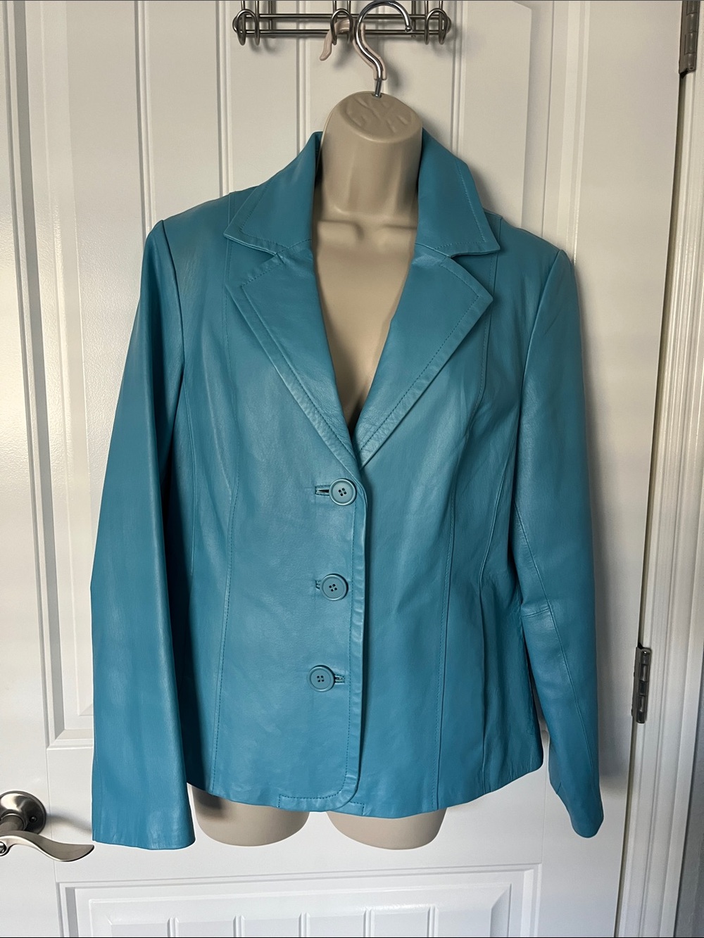 Dialogue Teal Leather Blazer
